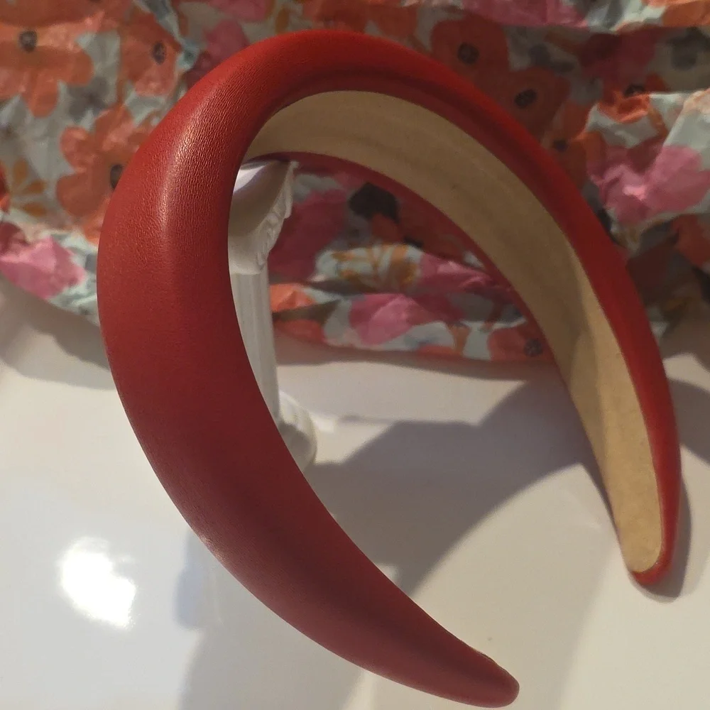 ZARA Leatherette Cushioned Statement Headband — Red  NWOT